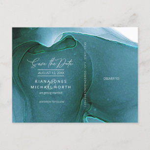 Ink Flow Bröllop Spara datum Teal ID762 Meddelande Vykort