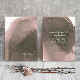 Ink Flow Wedding Taupe ID762 Inbjudningar