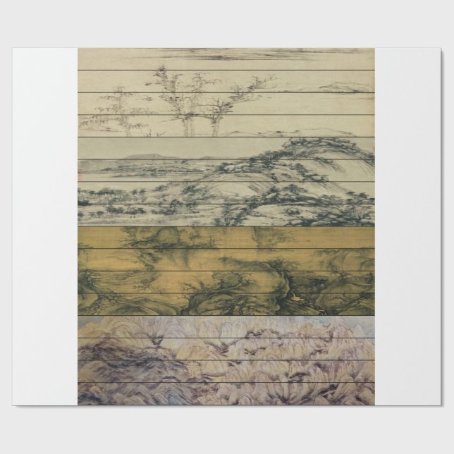 Ink Mountains asiatisk konst mosaik presentpapper (Platt)