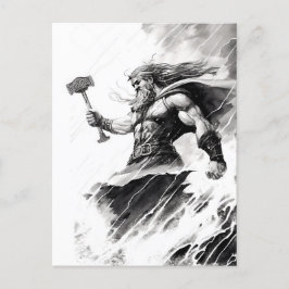 Ink of northern mythology god thor vykort