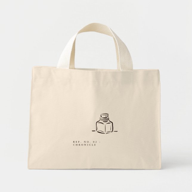 Ink Pot- Minimalist Book Lover- Tote Bag Mini Tygkasse (Framsidan)