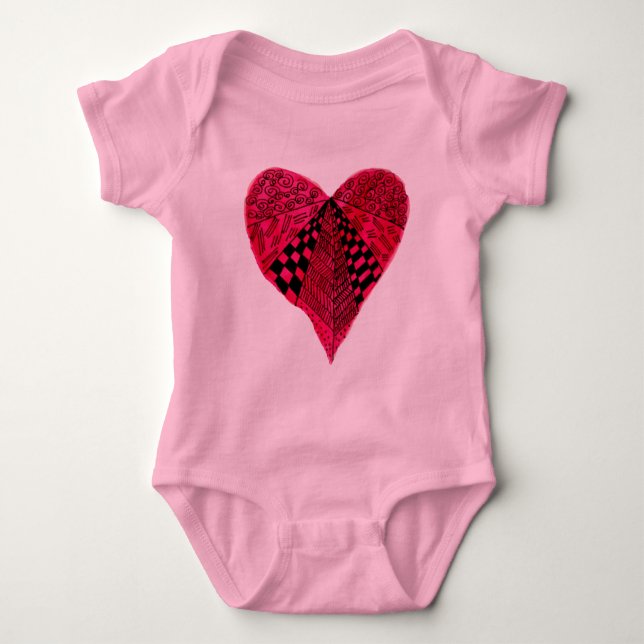 Ink Red Heart konstdesign T-shirt (Framsida)