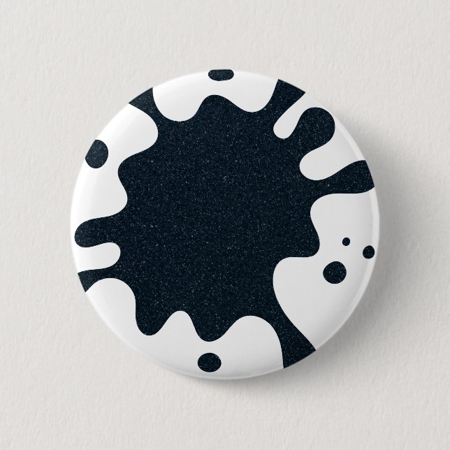 Ink Splash White & Charcoal Button – Customizable Knapp (Framsida)