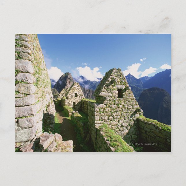 Inkanningsruiner på Machu Picchu i Andes Vykort (Framsida)
