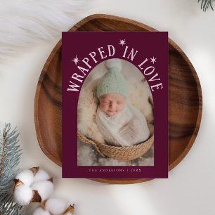 Inkapslad i Kärlek Cranberry Foto Birth Meddelande