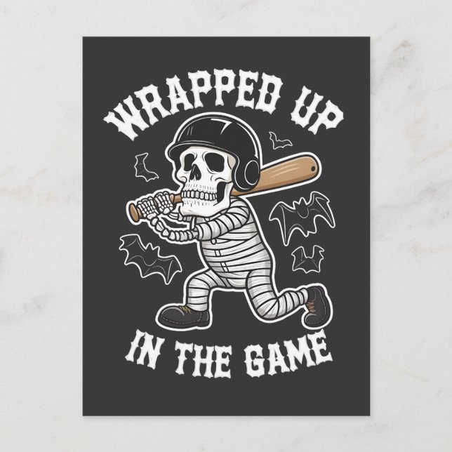 Inkapslad i spelbaseball Halloween Inbjudan Vykort (Framsida)