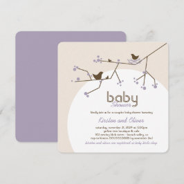 Inkapsling av fågelfamiljen Träd Par Baby Shower Inbjudningar