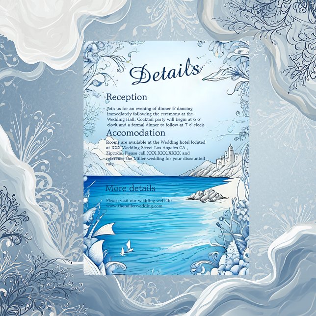 Inkapslingskort för blå kustvib bröllop tilläggskort (Skapare uppladdad)