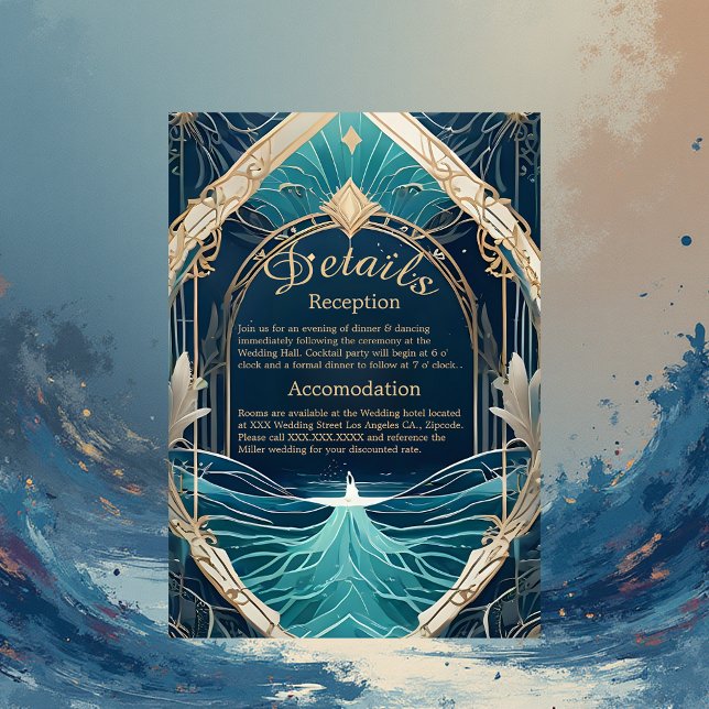 Inkapslingskort för blå kustvib bröllop tilläggskort (Skapare uppladdad)