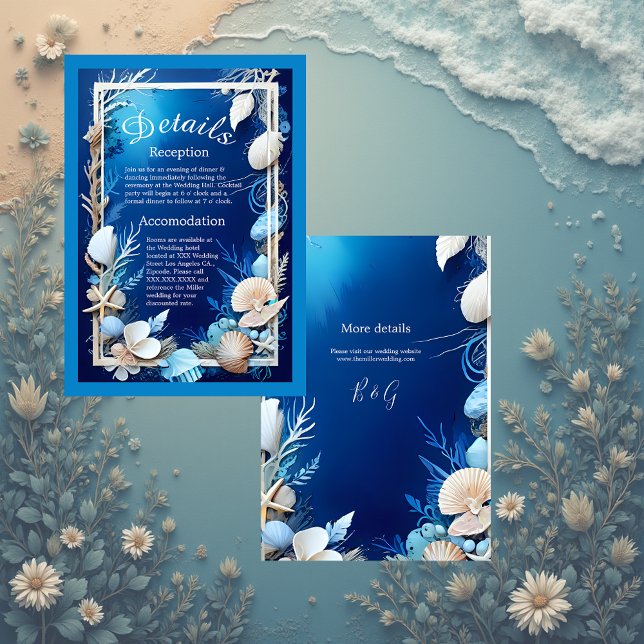 Inkapslingskort för blå kustvib bröllop tilläggskort (Skapare uppladdad)