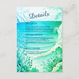 Inkapslingskort för blå kustvib bröllop tilläggskort