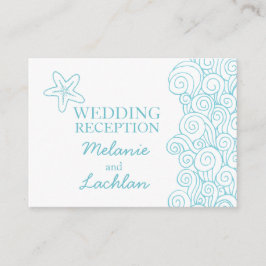 Inkapslingskort för havsblått och vitt bröllop tilläggskort