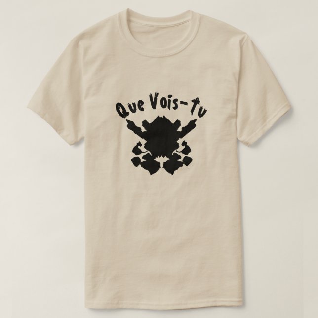 inkblot test med text Que Vois-Tu T-shirt (Design framsida)