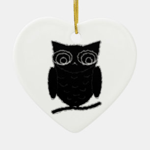 Inkblot Uggla Julgransprydnad Keramik