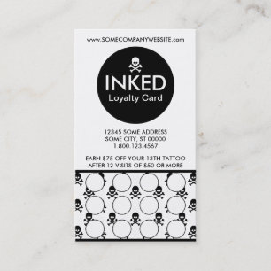 INKED döskallarfrimärkekort Lojalitetskort