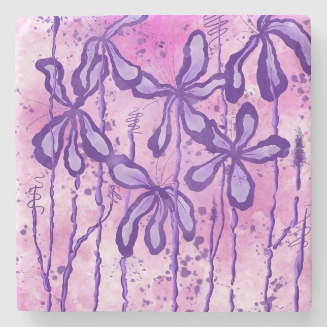 Inked Lilies Rosey Himlar Stenunderlägg (Framsidan)