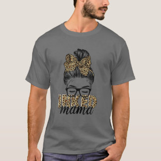 Inked Mama Messy Bun Mom Life Leopard Tattooed Mom T Shirt