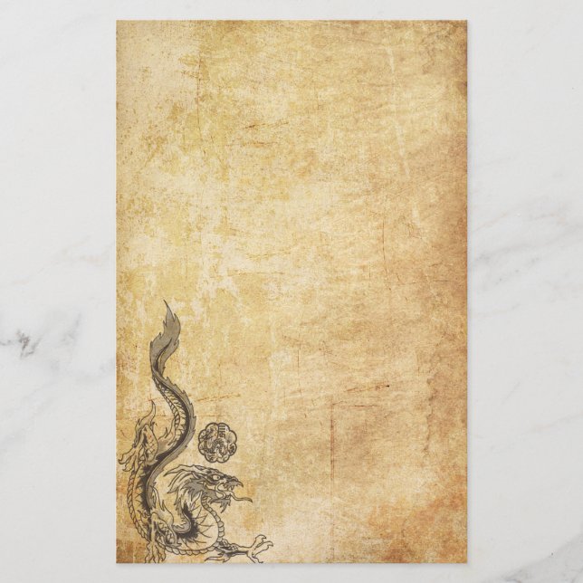 Inked orientalisk drake brevpapper (Framsida)