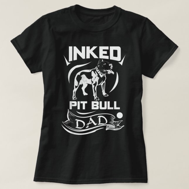 Inked Pit Bull Pappa - PitBull T-Shirt för manar (Design framsida)