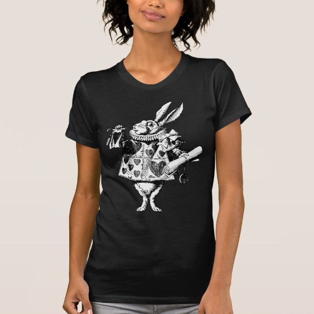 Inked svart för vitkanin härold tee shirt (Framsida)