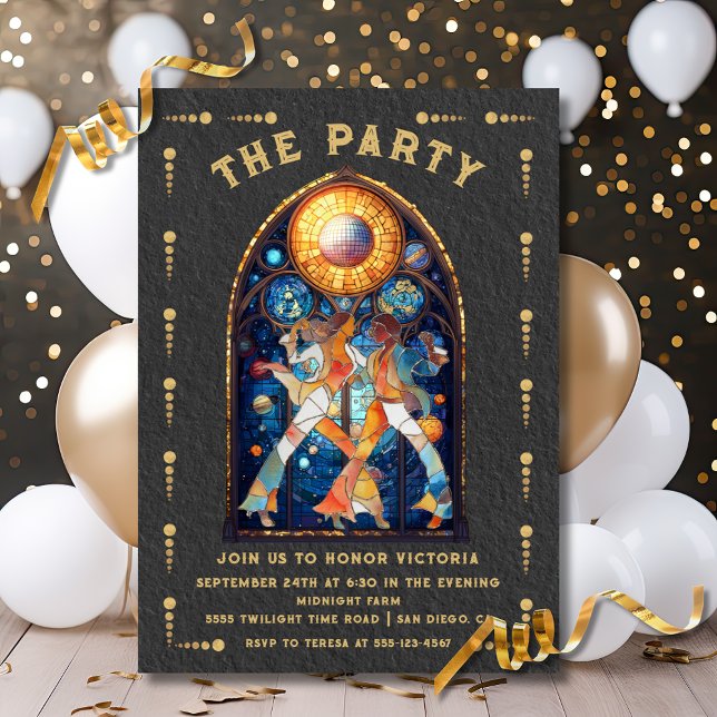 Inkilat glas - Disco Party-Tarot-kort Inbjudningar (Skapare uppladdad)