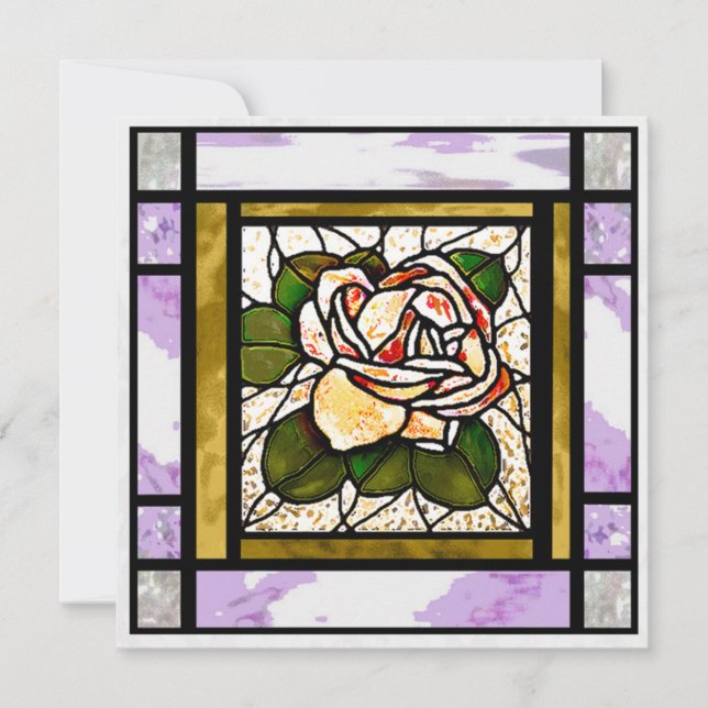 Inkilat glastort av typ Guld Ro Art Deco Lilac Julkort (Framsida)