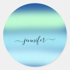 Inklister för Namn Small Business - tack för blå G Runt Klistermärke