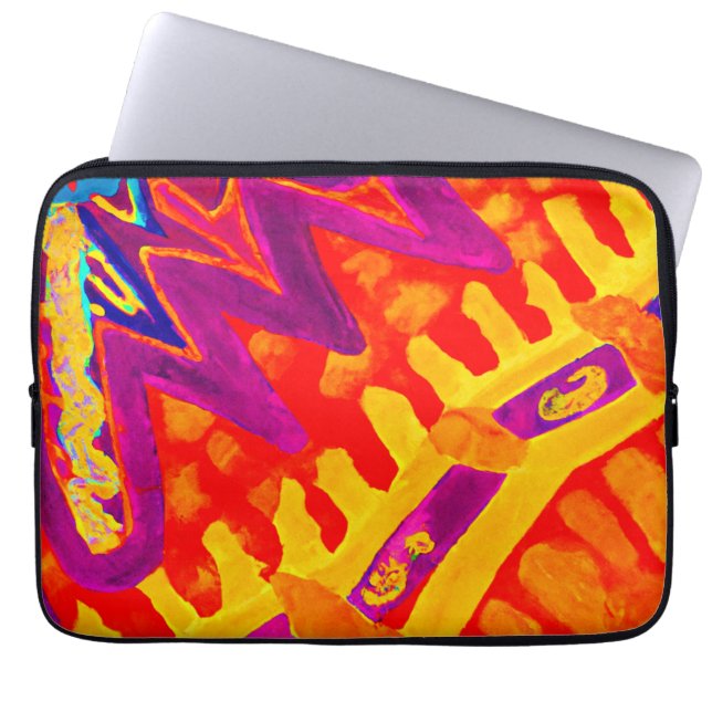 Inkludera färgstark Mönster-design Laptop Fodral (Framsidan)