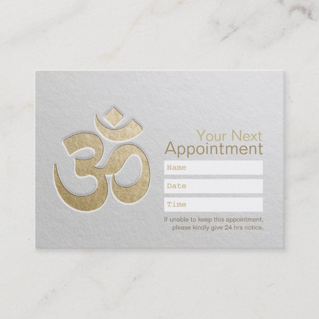 Inkluderad OM-symbol YOGA-instruktör Möte Tidsbeställning Kort (Framsida)