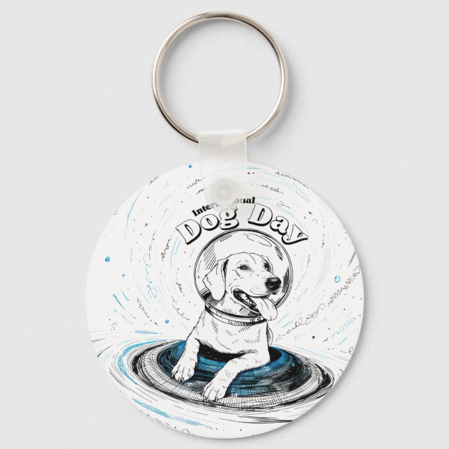 Inkluderande hund rymddesign nyckelring (Framsida)