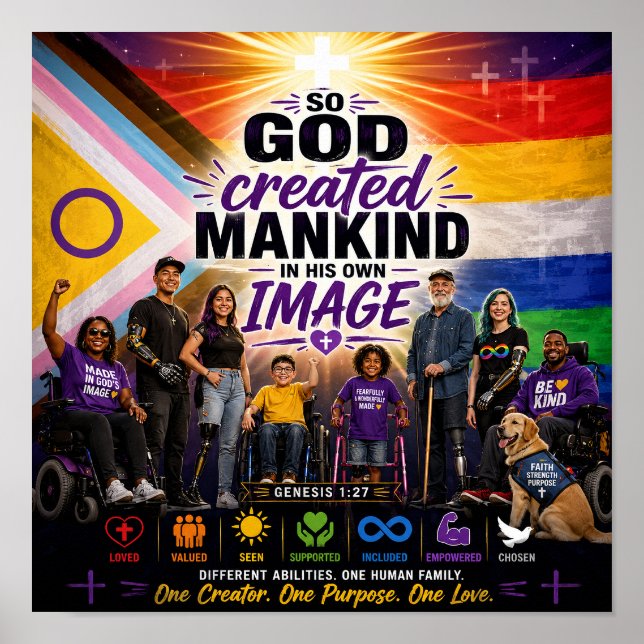 Inkluderande kristen Imago Dei funktionshinder sto Poster (Framsidan)
