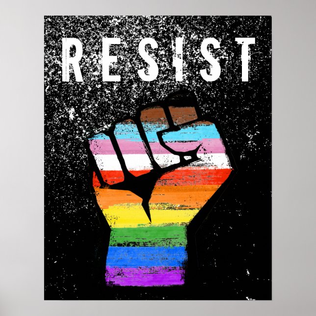 Inkluderande Progress Pride Fist Poster (Framsidan)