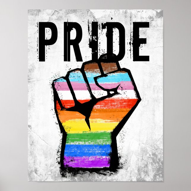 Inkluderande Progress Pride Fist Poster (Framsidan)