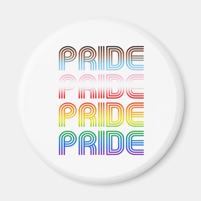 Inkluderande Retro Pride Magnet (Framsidan)