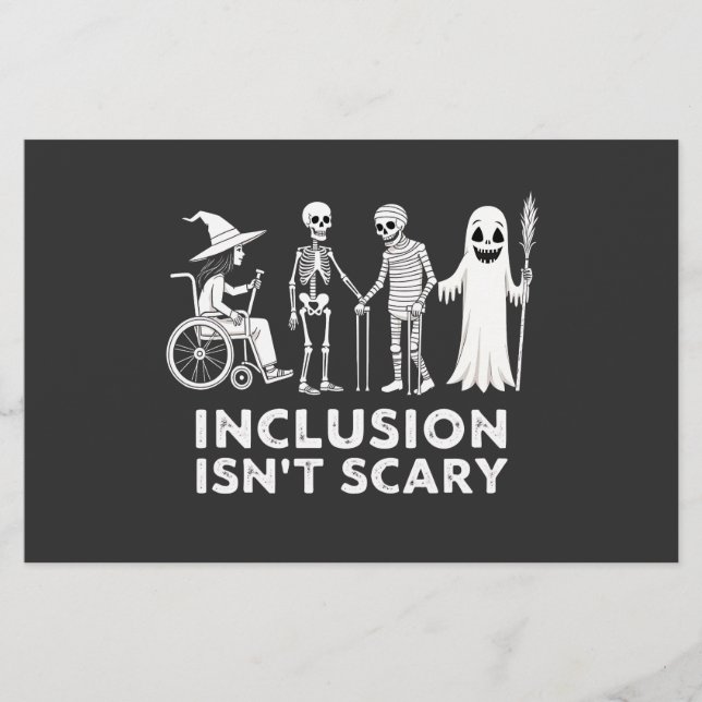 Inkludering är inte skrämmande Spooky Skeleton Tea Brevpapper (Framsida)