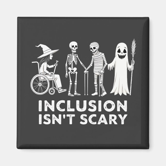 Inkludering är inte skrämmande Spooky Skeleton Tea Magnet (Framsidan)
