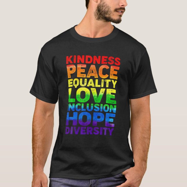 Inkludering av pride LGBT Kindness Peace Equality  T Shirt (Framsida)