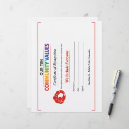 Inkludering av värden-certifikat brevhuvud