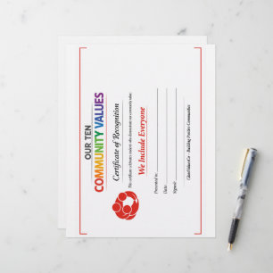 Inkludering av värden-certifikat brevhuvud