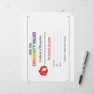 Inkludering av värden-certifikat brevhuvud