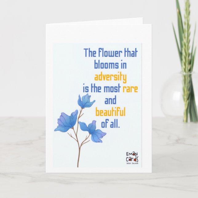 Inkludering för Downs syndrom - Blå blommor Kort (Framsida)