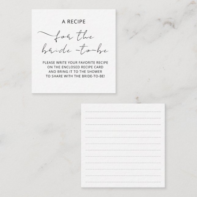 Inkluderingskort "ETT RECEPT" för bröllopsduschen Tilläggskort (Fram/baksida)