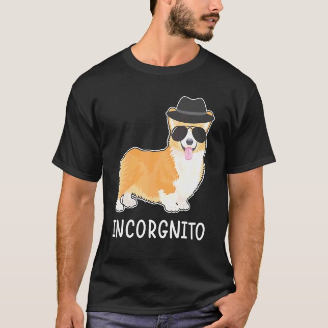 Inkognito Corgi Hund T Shirt (Framsida)