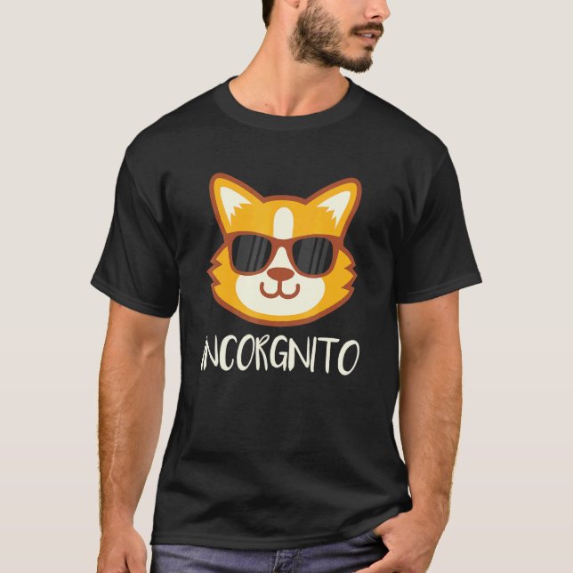 Inkognito Corgi Hund T Shirt (Framsida)