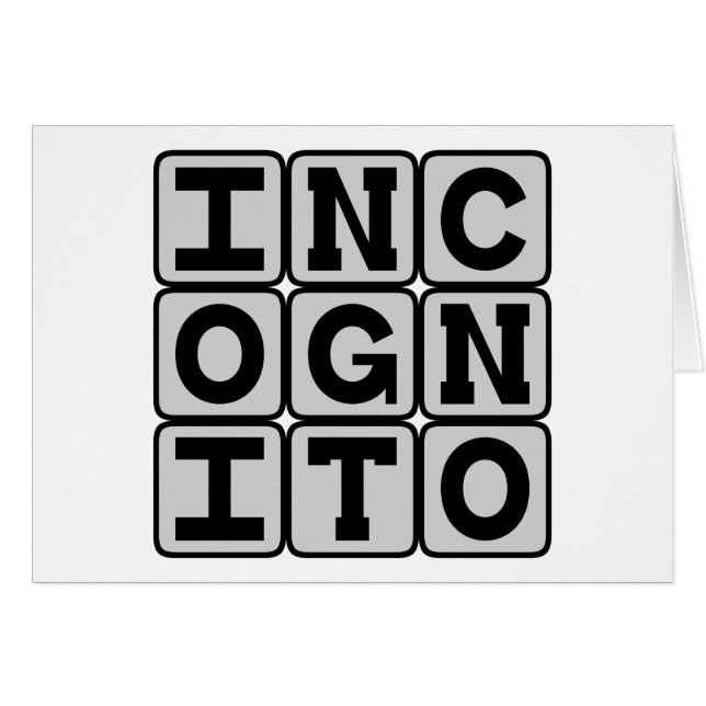 Inkognito, gömd i anonymitet hälsningskort (Framsidan Horizontal)