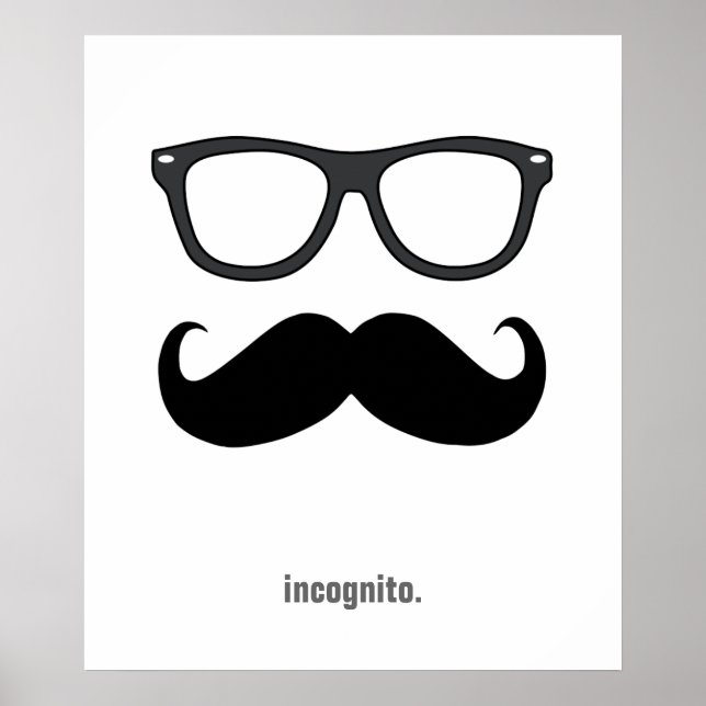 Inkognito - lustig mustasch och solglasögon poster (Framsidan)