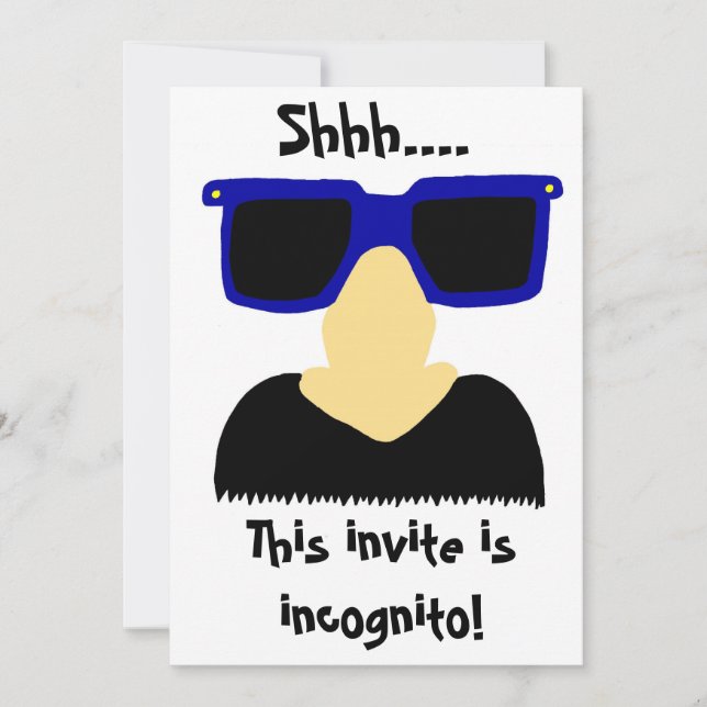 Inkognito Mustache & Glass-inbjudningar Inbjudningar (Framsida)