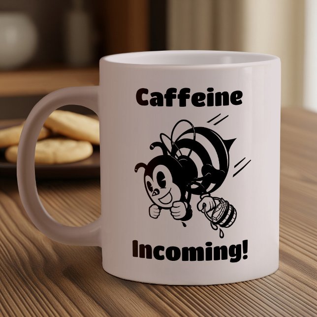 Inkommande koffein! Lustigt bin med Tecknaden Buie Jumbo Mugg (Skapare uppladdad)