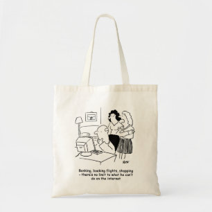 Inkompetent man på datorn. Funny Bag Tygkasse
