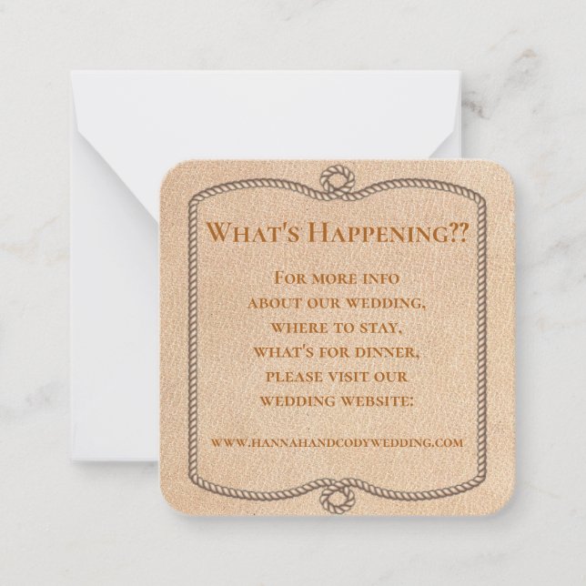 Inkomstkort för Westerna Bröllop Anteckningskort (Framsida)